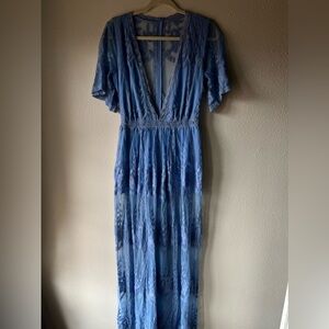 Blue Lace Maxi Romper